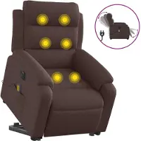vidaXL Sta-op-massagestoel elektrisch verstelbaar stof donkerbruin