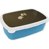 MuchoWow Broodtrommel Blauw - Lunchbox Takken - Katoen - Wit - Bollen - Brooddoos 18x12x6 cm - Brood lunch box - Broodtrommels voor kinderen en volwassenen
