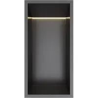 Hotbath &More inbouwnis met verlichting 30x15x10cm geborsteld zwart PVD