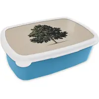 MuchoWow Broodtrommel Blauw - Lunchbox Eikenboom - Schaduw - Egaal - Brooddoos 18x12x6 cm - Brood lunch box - Broodtrommels voor kinderen en volwassenen