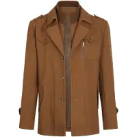 Allthemen Heren Wollen jas met opstaande kraag - Slim Fit Winter Warm Jasje - XXL