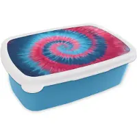 MuchoWow Broodtrommel Blauw - Lunchbox Spiraal - Roze - Draaiend - Brooddoos 18x12x6 cm - Brood lunch box - Broodtrommels voor kinderen en volwassenen