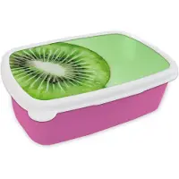MuchoWow Broodtrommel Roze - Lunchbox Kiwi - Groen - Fris - Brooddoos 18x12x6 cm - Brood lunch box - Broodtrommels voor kinderen en volwassenen