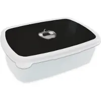 MuchoWow Broodtrommel Wit - Lunchbox Appel - Metallic - Symmetrisch - Brooddoos 18x12x6 cm - Brood lunch box - Broodtrommels voor kinderen en volwassenen