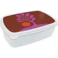 MuchoWow Broodtrommel Wit - Lunchbox Boom - Paars - Cirkel - Vloeiend - Brooddoos 18x12x6 cm - Brood lunch box - Broodtrommels voor kinderen en volwassenen