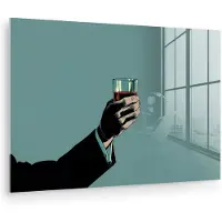 MuchoWow Glasschilderij 180x120 cm - Schilderij acrylglas - Arm - Glas - Pak - Blauw - Foto op glas - Muurdecoratie woonkamer - Wanddecoratie slaapkamer - Schilderijen