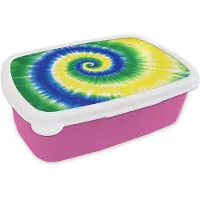 MuchoWow Broodtrommel Roze - Lunchbox Spiraal - Groen - Draaiend - Brooddoos 18x12x6 cm - Brood lunch box - Broodtrommels voor kinderen en volwassenen