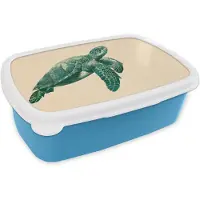 MuchoWow Broodtrommel Blauw - Lunchbox Schildpad - Sierlijk - Groen - Schild - Brooddoos 18x12x6 cm - Brood lunch box - Broodtrommels voor kinderen en volwassenen