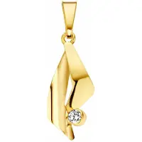 MORI Gold 14krt geelgouden hanger met zirkonia, subtiele hanger met een moderne uitstraling, model 40-HM-757