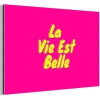 MuchoWow Aluminium schilderij 180x120 cm - Wanddecoratie metaal - Quote - Retro - Roze - Metalen muurdecoratie woonkamer - Decoratie industrieel - Foto op dibond - Industriële accessoires slaapkamer
