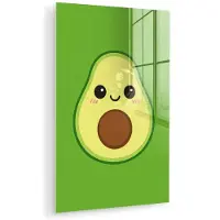 MuchoWow Glasschilderij 120x180 cm - Schilderij acrylglas - Avocado - Groen - Speels - Foto op glas - Muurdecoratie woonkamer - Wanddecoratie slaapkamer - Schilderijen