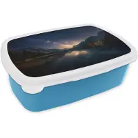 MuchoWow Broodtrommel Blauw - Lunchbox Kristalhelder meer - Bergen - Bergen - Brooddoos 18x12x6 cm - Brood lunch box - Broodtrommels voor kinderen en volwassenen
