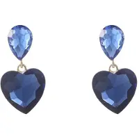 Go Dutch Label Oorknoppen Heart Stone Dangle Goud Blauw