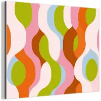 MuchoWow Aluminium schilderij 160x120 cm - Wanddecoratie metaal - Abstract - Vormen - Roze - Metalen muurdecoratie woonkamer - Decoratie industrieel - Foto op dibond - Industriële accessoires slaapkamer