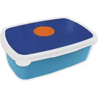 MuchoWow Broodtrommel Blauw - Lunchbox Vorm - Rond - Minimalistisch - Blauw - Brooddoos 18x12x6 cm - Brood lunch box - Broodtrommels voor kinderen en volwassenen