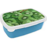 MuchoWow Broodtrommel Blauw - Lunchbox Kiwi - Groen - Pitten - Brooddoos 18x12x6 cm - Brood lunch box - Broodtrommels voor kinderen en volwassenen
