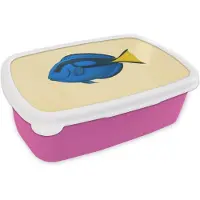 MuchoWow Broodtrommel Roze - Lunchbox Blauw - Dory - Vis - Staartvin - Brooddoos 18x12x6 cm - Brood lunch box - Broodtrommels voor kinderen en volwassenen