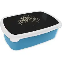 MuchoWow Broodtrommel Blauw - Lunchbox Gipskruid - Bloemetjes - Wit - Minimalistisch - Brooddoos 18x12x6 cm - Brood lunch box - Broodtrommels voor kinderen en volwassenen