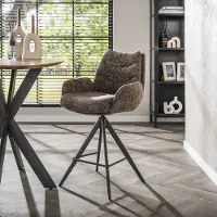 Dimehouse Set van 2 Barkrukken Elite Taupe Chenille Stof Rich Draaibaar
