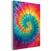 MuchoWow Aluminium schilderij 120x160 cm - Wanddecoratie metaal - Regenboogkleuren - Tie dye - - Metalen muurdecoratie woonkamer - Decoratie industrieel - Foto op dibond - Industriële accessoires slaapkamer