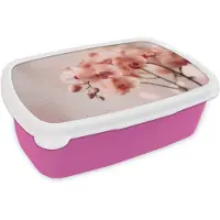 MuchoWow Broodtrommel Roze - Lunchbox Orchidee - Bloemen - Roze - Bloemblaadjes - Brooddoos 18x12x6 cm - Brood lunch box - Broodtrommels voor kinderen en volwassenen