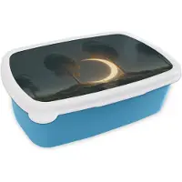 MuchoWow Broodtrommel Blauw - Lunchbox Maan - Bomen - Wandeling - Brooddoos 18x12x6 cm - Brood lunch box - Broodtrommels voor kinderen en volwassenen