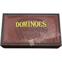 HOT Games Domino dubbel 6 dik 12 mm. in kartonnen doos met PU bedrukte bovenzijde