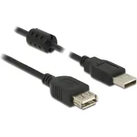 DeLOCK USB-kabel USB 2.0 USB-A stekker, USB-A bus 1.50 m Zwart Met Ferrietkern 84884