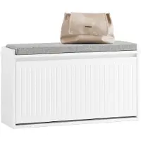 SoBuy Schoenenbank met Zitkussen, Wit, 80x45x26cm