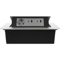 Livolo Stekkerdoos | Pop-Up | Zilver | 3 | Push | Inbouw | Dubbele USB/USB-C