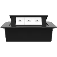 Livolo Stekkerdoos | Pop-Up | Zwart | 3-Voudige USB-C Oplader | Push Inbouw
