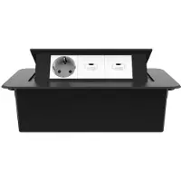 Livolo Stekkerdoos | Pop-Up | Zwart | 3 | Wandcontactdoos | USB-C | Inbouw