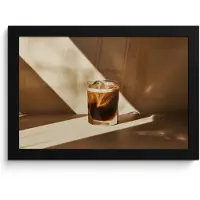 PosterMonkey Poster in lijst - Fotolijst 30x20 cm - Posters - Glas - Ijskoffie - Schaduw - Bruin - Posterlijst zwart - Decoratie - Wanddecoratie woonkamer - Muurdecoratie slaapkamer