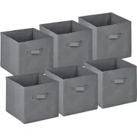 Relaxdays mandjes badkamer - set van 6 - 19 liter - stof - opvouwbaar - voor speelgoed