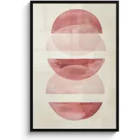 PosterMonkey Poster in lijst - Fotolijst 80x120 cm - Posters - Minimalistisch - Cirkels - Roze - Posterlijst zwart - Decoratie - Wanddecoratie woonkamer - Muurdecoratie slaapkamer