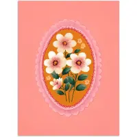 PosterMonkey Poster 30x40 cm - Illustratie - Bloemen - Rand - Roze - Posters - Kamer decoratie - Wanddecoratie woonkamer - Muurdecoratie slaapkamer