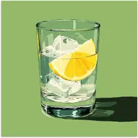 PosterMonkey Poster 30x30 cm - Glas - Citroen - Ijsblokjes - Groen - Posters - Kamer decoratie - Wanddecoratie woonkamer - Muurdecoratie slaapkamer
