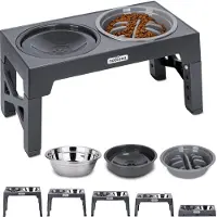 Nobleza Voerbak Hond met Standaard - 5 Hoogtes - Drinkbak Hond Anti Knoei - 7,5-31 cm Hoog - Anti Schrokbak Hond - Verhoogde Voerbak - 3 voer