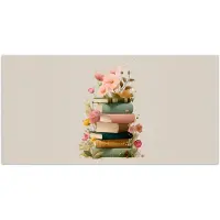PosterMonkey Poster 80x40 cm - Boeken - Stapel - Bloemen - Kleurrijk - Posters - Kamer decoratie - Wanddecoratie woonkamer - Muurdecoratie slaapkamer