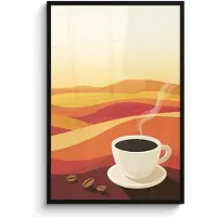 PosterMonkey Poster in lijst - Fotolijst 80x120 cm - Posters - Koffie - Landschap - Oranje - Koffiebonen - Posterlijst zwart - Decoratie - Wanddecoratie woonkamer - Muurdecoratie slaapkamer
