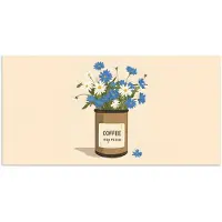 PosterMonkey Poster 80x40 cm - Coffee - Blik - Minimalistisch - Bloemen - Posters - Kamer decoratie - Wanddecoratie woonkamer - Muurdecoratie slaapkamer