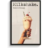 PosterMonkey Poster in lijst - Fotolijst 60x90 cm - Posters - Milkshake - Kers - Rietje - Posterlijst zwart - Decoratie - Wanddecoratie woonkamer - Muurdecoratie slaapkamer
