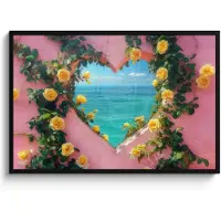 PosterMonkey Poster in lijst - Fotolijst 120x80 cm - Posters - Hart - Zee - Muur - Posterlijst zwart - Decoratie - Wanddecoratie woonkamer - Muurdecoratie slaapkamer
