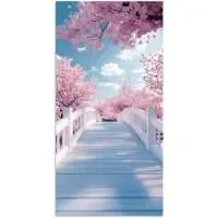 PosterMonkey Poster 60x120 cm - Brug - Kersenbomen - Wit - Posters - Kamer decoratie - Wanddecoratie woonkamer - Muurdecoratie slaapkamer