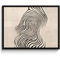 PosterMonkey Poster in lijst - Fotolijst 80x60 cm - Posters - Lijnen - Abstract - Golvend - Zwart - Posterlijst zwart - Decoratie - Wanddecoratie woonkamer - Muurdecoratie slaapkamer