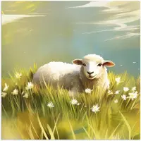 PosterMonkey Poster 100x100 cm - Schaap - Weide - Groen - Posters - Kamer decoratie - Wanddecoratie woonkamer - Muurdecoratie slaapkamer XXL
