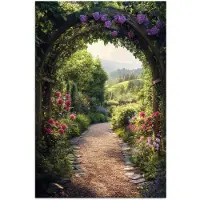PosterMonkey Poster 80x120 cm - Doorkijk - Landschap - Bloemen - Tuinboog - Natuur - Posters - Kamer decoratie - Wanddecoratie woonkamer - Muurdecoratie slaapkamer