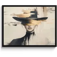 PosterMonkey Poster in lijst - Fotolijst 80x60 cm - Posters - Vrouw - Hoed - Verf - Posterlijst zwart - Decoratie - Wanddecoratie woonkamer - Muurdecoratie slaapkamer