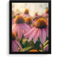 PosterMonkey Poster in lijst - Fotolijst 30x40 cm - Posters - Bloemen - Paars - Bijen - Posterlijst zwart - Decoratie - Wanddecoratie woonkamer - Muurdecoratie slaapkamer