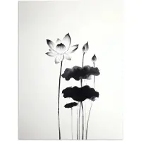 PosterMonkey Poster 90x120 cm - Bladeren - Zwart - Lotusbloem - Minimalitisch - Posters - Kamer decoratie - Wanddecoratie woonkamer - Muurdecoratie slaapkamer